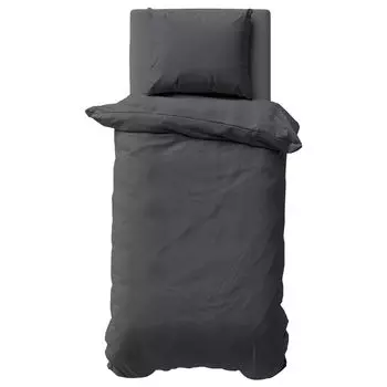 Комплект однотонного постельного белья из 3 предметов 200x200 + 2 пододеяльника из микрофибры антрацитового цвета 80x80 Mskaan