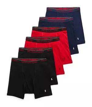 Комплект однотонных боксеров Polo Ralph Lauren, 6 шт., красный