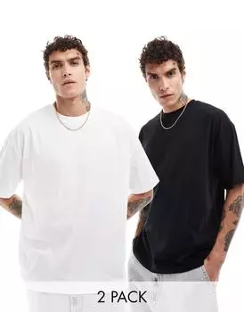 Комплект оверсайз-футболок с круглым вырезом ASOS DESIGN (2 шт.) черного и белого цвета