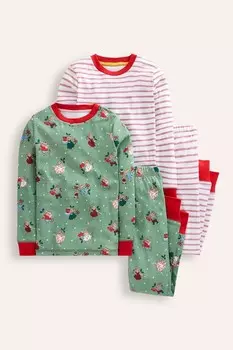 Комплект пижам Boden, 2 комплекта, зеленый/красный