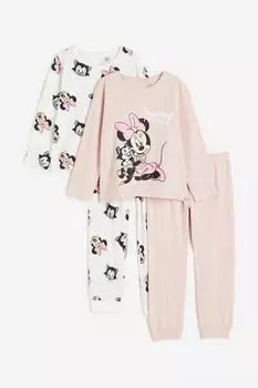 Комплект пижам H&M Kids Printed Minnie Mouse, 2 предмета, светло-розовый