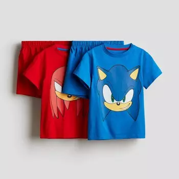 Комплект пижам H&M Kids Sonic the Hedgehog, 2 предмета, синий/красный
