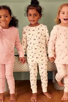 Комплект пижам Next, 3 комплекта, розовый/бежевый