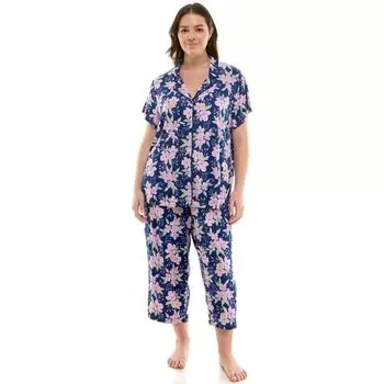 Комплект пижамного топа и пижамных штанов Wonderluxe больших размеров Croft & Barrow, цвет contessa floral