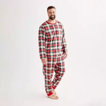 Комплект пижамного верха Big & Tall Jammies For Your Families Jingle Bell Rock и пижамных штанов Jogger Cuddl Duds, цвет Holiday Plaid