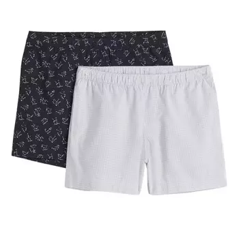 Комплект пижамных шорт H&amp;M Cotton Poplin, 2 предмета, синий/серый