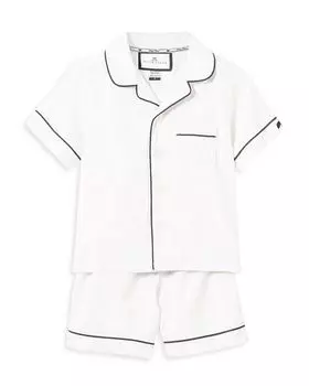 Комплект пижамных шорт унисекс — малыш, маленький ребенок, большой ребенок Petite Plume, цвет White