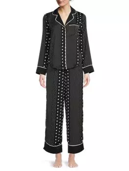 Комплект пижамный Kate Spade New York из двух предметов с принтом, черный