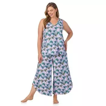Комплект пижамы oversize с безрукавкой и брюками-клеш Cuddl Duds, цвет lavender palms