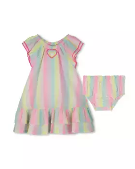 Комплект платья для девочки с рюшами и чехлом для подгузника Billieblush, многоцветный