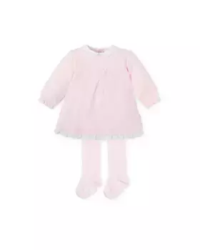 Комплект платья для девочки с сердечком и розовыми колготками Tutto Piccolo