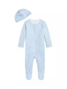 Комплект подарочной коробки для детского комбинезона и шляпы Ralph Lauren, цвет Blue Gingham