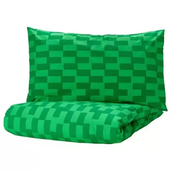 Комплект пододеяльник и наволочка Ikea Blaskata, 2 предмета, зеленый, 150x200/50x80 см