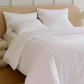 Комплект пододеяльников Double Stitch by Bedsure Cotton Tencel™ Lyocell Percale и комплект простыней, 1 комплект пододеяльников из хлопка Tencel Lyocell, 1 комплект простыней из хлопка Tencel Lyocell, King, ярко-белый