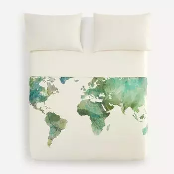 Комплект пододеяльников из хлопка с изображением карты мира Basics El Corte Ingls, разноцветные
