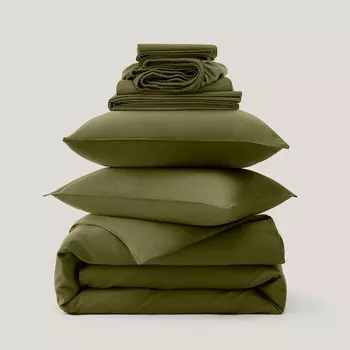 Комплект пододеяльников из хлопкового тенселя с двойной строчкой и комплект простыней из хлопкового тенселя Double Stitch by Bedsure