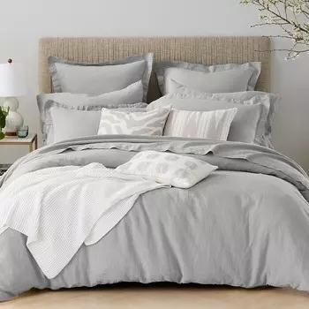 Комплект пододеяльников из льна цвета морской волны, размер King AQUA, белый