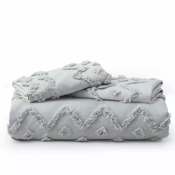 Комплект пододеяльников премиум-класса, 180 г/м, состоящий из 3 предметов, специальный дизайн с застежкой-молнией, волнистые цветы, светло-серый цвет Puredown, цвет Light Grey
