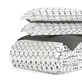 Комплект пододеяльников с двусторонним узором серого цвета с гравировкой Gate, ультрамягкое постельное белье из микрофибры, полный размер/размер «queen-size» ienjoy Home, цвет Gray