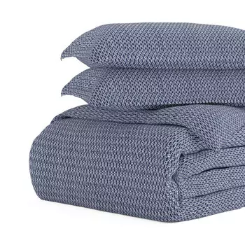 Комплект пододеяльников с синим ромбовидным темно-синим узором, ультрамягкое постельное белье из микрофибры ienjoy Home, цвет Navy