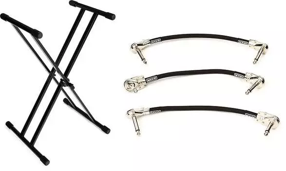 Комплект подставки для клавиатуры Gator Frameworks GFW-KEY-2000X Deluxe X-Style с соединительным кабелем для педалборда MXR 3PDCP06 — 6 дюймов (3 шт.) MXR + Gator Frameworks 3PDCP06=1 GFW-KEY-2000X=1