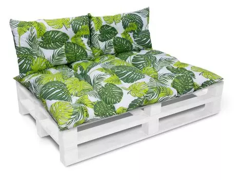 Комплект подушек Amilian для поддонов, садовая подушка со спинкой, подушка для скамейки, подушка для сиденья для европоддонов, подушка для сиденья: 80x120 см + 2 x 40x60 см, зеленый