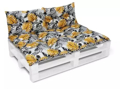 Комплект подушек Amilian для поддонов, садовая подушка со спинкой, подушка для скамейки, подушка для сиденья для европоддонов, подушка для сиденья: 80x120 см + 2 x 40x60 см, желтый