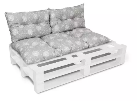 Комплект подушек Amilian для поддонов, садовая подушка со спинкой, подушка для скамейки, подушка для сиденья для европоддонов, подушка для сиденья: 60x120 см + 2 x 40x60 см, серый