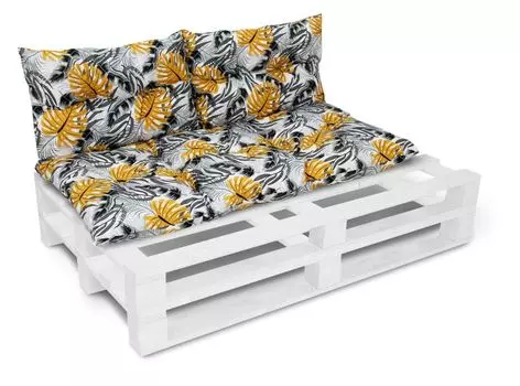 Комплект подушек Amilian для поддонов, садовая подушка со спинкой, подушка для скамейки, подушка для сиденья для европоддонов, подушка для сиденья: 60x120 см + 2 x 40x60 см, желтый