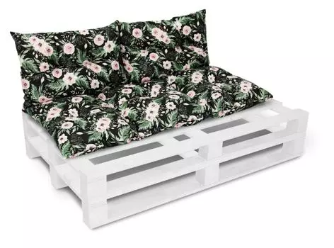 Комплект подушек Amilian для поддонов, садовая подушка со спинкой, подушка для скамейки, подушка для сиденья для европоддонов, подушка для сиденья: 60x120 см + 2 x 40x60 см, черный