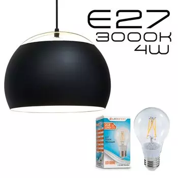 Комплект подвесного светильника INGA со светодиодной лампочкой марки E27 от LEDANDO 3000K теплый белый, черный