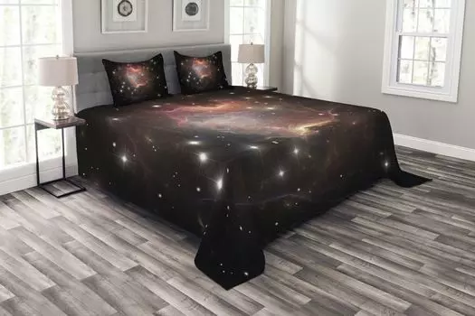 Комплект покрывала ABAKUHAUS Constellation, Deep Space, с моющимися наволочками, для односпальных кроватей 264 x 220 см, разноцветный