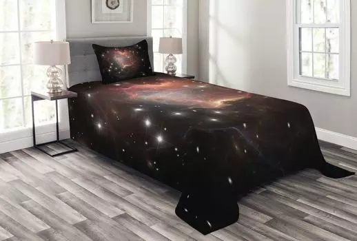 Комплект покрывала ABAKUHAUS Constellation, Deep Space, с моющимися наволочками, для односпальных кроватей 170 x 220 см, разноцветный