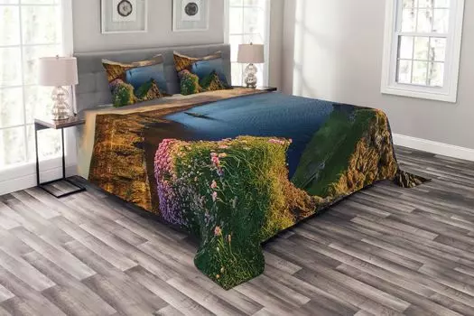 Комплект покрывала Landscape ABAKUHAUS, Ирландия County Clare Art, комплект с моющимися наволочками, для односпальных кроватей 220 x 220 см, разноцветный