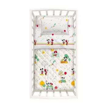 Комплект покрывало + бортик для кроватки Caleffi Baby Minnie & Mickey, 2 предмета, мультиколор