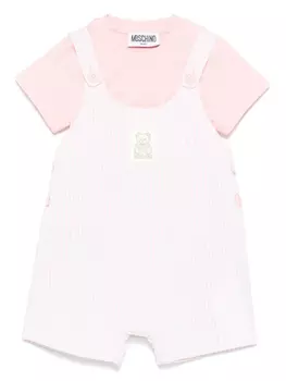 Комплект полосатых комбинезонов Moschino Kids, розовый