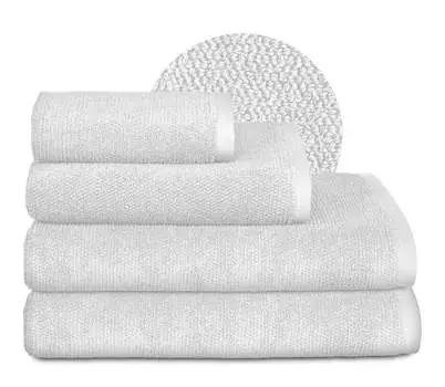 Комплект полотенец BEAUTEX, махровая ткань премиум-класса, 100% хлопок 550 г/м, белый (комплект: 4 гостевых полотенца - 30х50 см)