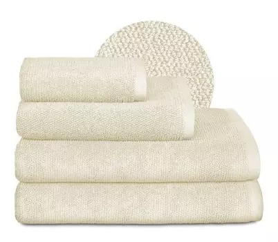 Комплект полотенец BEAUTEX, махровая ткань премиум-класса, 100% хлопок 550г/м, кремовый (комплект: 2 полотенца - 50х100 см), бежевый
