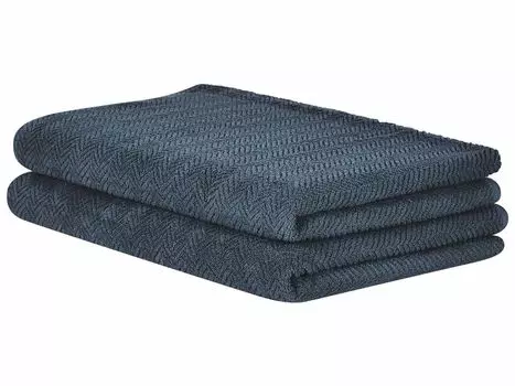 Комплект полотенец BELIANI темно-синий махровый хлопок пляжное полотенце из 2 предметов 100 x 150 см современное впитывающее быстросохнущее кольцевого прядения для ванной комнаты