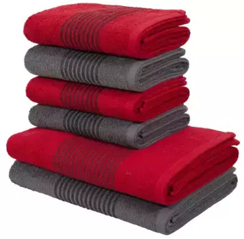 Комплект полотенец Bruno Banani "Jassen (6 шт.), красный/антрацит