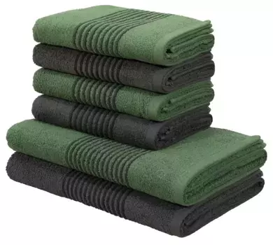 Комплект полотенец Bruno Banani "Jassen (6 шт.), темно-зеленый/антрацит