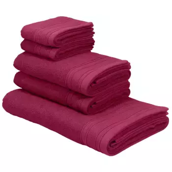 Комплект полотенец Bruno Banani "Робби, полотенца премиум-класса, 500 г/м", (комплект из 5 шт., комплект из 5 полотенец 50 х 100 см), полотенца для душа, полотенца для рук, полотенца для гостей, (комплект из 5 шт.), 100% хлопок, цвет beere