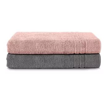 Комплект полотенец для сауны Komfortec, 2 шт., 70х200 см, 100% хлопок, полотенца для сауны XXL, полотенце для сауны, мягкая, большая, махровая ткань, быстросохнущая, антрацитовый серый/лепестковый розовый