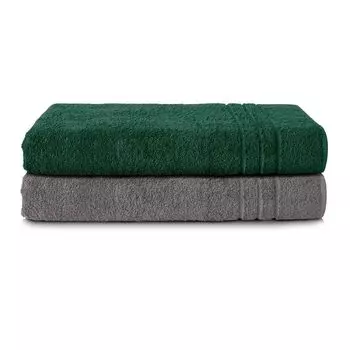 Комплект полотенец для сауны Komfortec, 2 шт., 80х200 см, 100% хлопок, полотенца для сауны XXL, полотенце для сауны, мягкая, большая, махровая ткань, быстросохнущая, антрацитовый серый/темно-зеленый, синий
