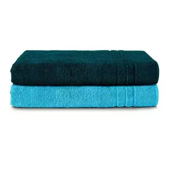 Комплект полотенец для сауны Komfortec, 2 шт., 70х200 см, 100% хлопок, полотенца для сауны XXL, полотенце для сауны, мягкое, большое, махровое, быстросохнущее, бензин/бирюзовый, синий
