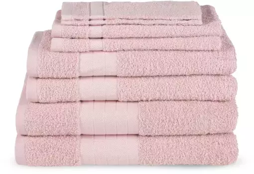 Комплект полотенец доброе утро "Uni" (набор, 8 шт.), с тканым краем Good morning 70х140 см (8 шт.), светло-розовый