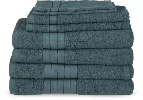 Комплект полотенец доброе утро "Uni" (набор, 8 шт.), с тканым краем Good morning 70х140 см (8 шт.), темно-зеленый