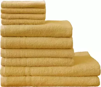 Комплект полотенец Dyckhoff "Кристалл", (комплект, 10 шт., 4 полотенца для рук 50х100 см - 2 банных полотенца 70х140 см - 4 гостевых полотенца 30х30 см), с тонкой каймой (10 шт.), цвет gelb
