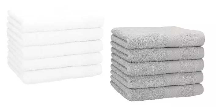 Комплект полотенец гостевых Betz 10 шт. 30х50 см ПРЕМИУМ 100% хлопок цвет: белый и черный Betzshop