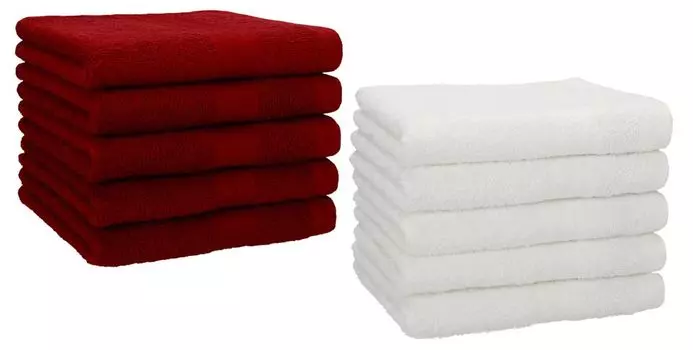 Комплект полотенец гостевых Betz 10 шт. 30х50 см ПРЕМИУМ 100% хлопок цвет: рубиново-красный и океан Betzshop